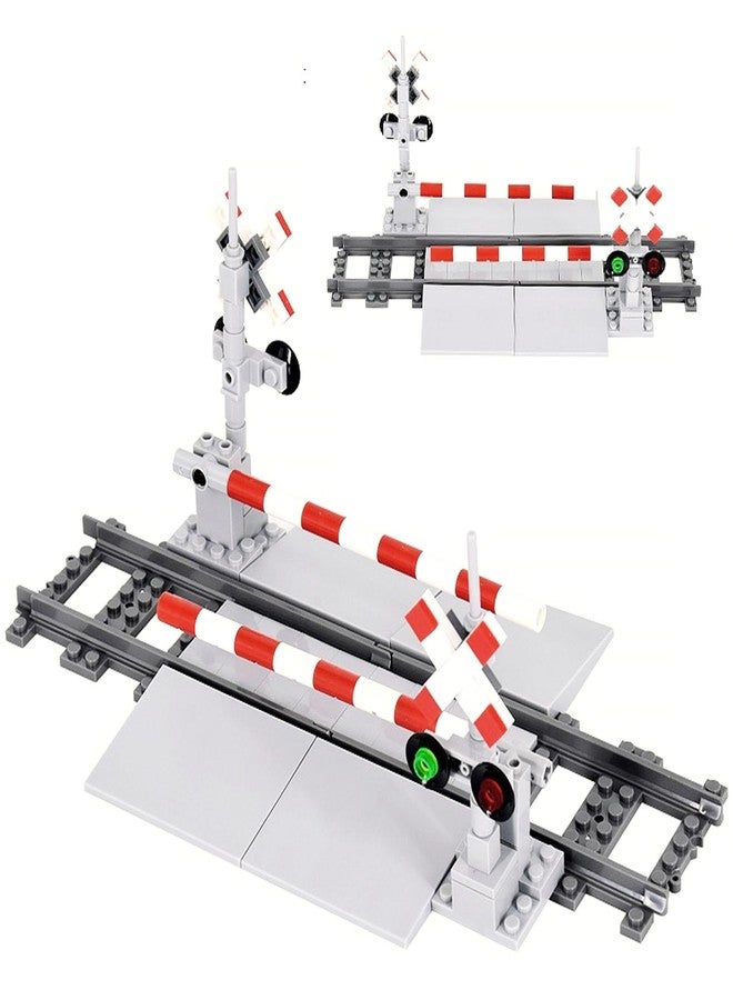 TNDCKP Train Tracks Building Block Set 04, City Train Track Railroad Tracks, Traffic Light Railroad Crossing Building Bricks, Compatible with Lego 853792 Accessory, Kid Gifts for Ages 6+ - Image 3